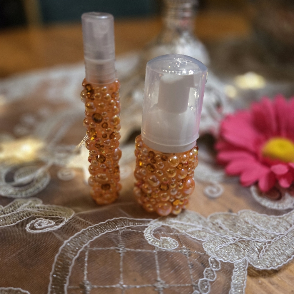 Orange Pearl-Embellished Hand Bag Accessory Set